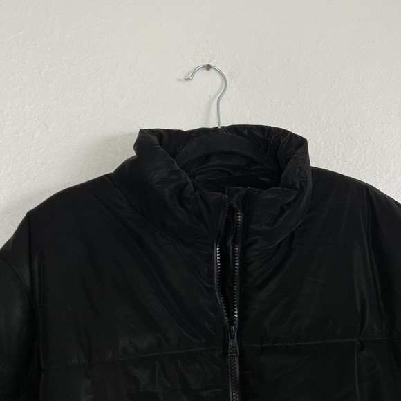 Zyia Active Chamonix Obsidian Velvet Puffer Coat w/ Pockets Black Womens Large - Picture 2 of 7